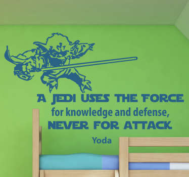 Pegatinas Star Wars para fans de la saga de películas de George Lucas con un dibujo del maestro Yoda y una frase en inglés.