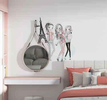 Sticker chambre ado filles parisiennes qui traînent - TenStickers