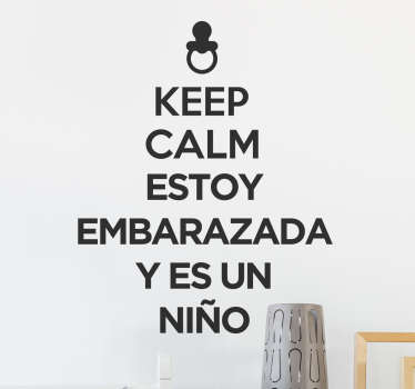 Pegatina keep calm embarazada niño - TenVinilo