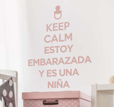 Vinilo keep calm embarazada niña - TenVinilo