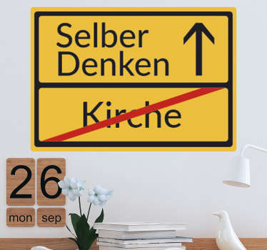 Wandtattoo Selber Denken statt Kirche - TenStickers