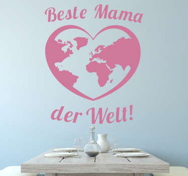 Wandtattoo Beste Mama Herz Weltkarte - TenStickers