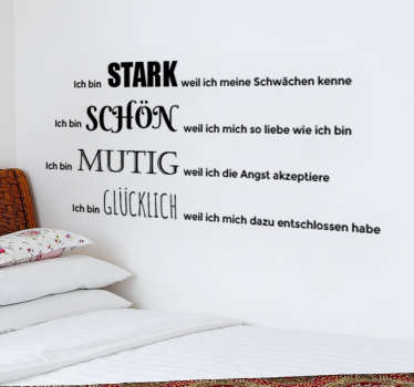Wandtattoo Schlafzimmer stark schön mutig glücklich - TenStickers