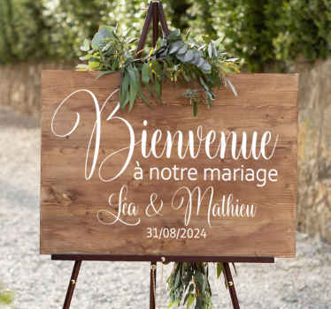 Sticker mariage bienvenue noms personnalisable - TenStickers