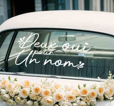 Sticker mariage deux oui pour un nom - TenStickers