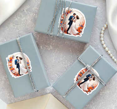 Sticker mariage illustration de mari et femme - TenStickers