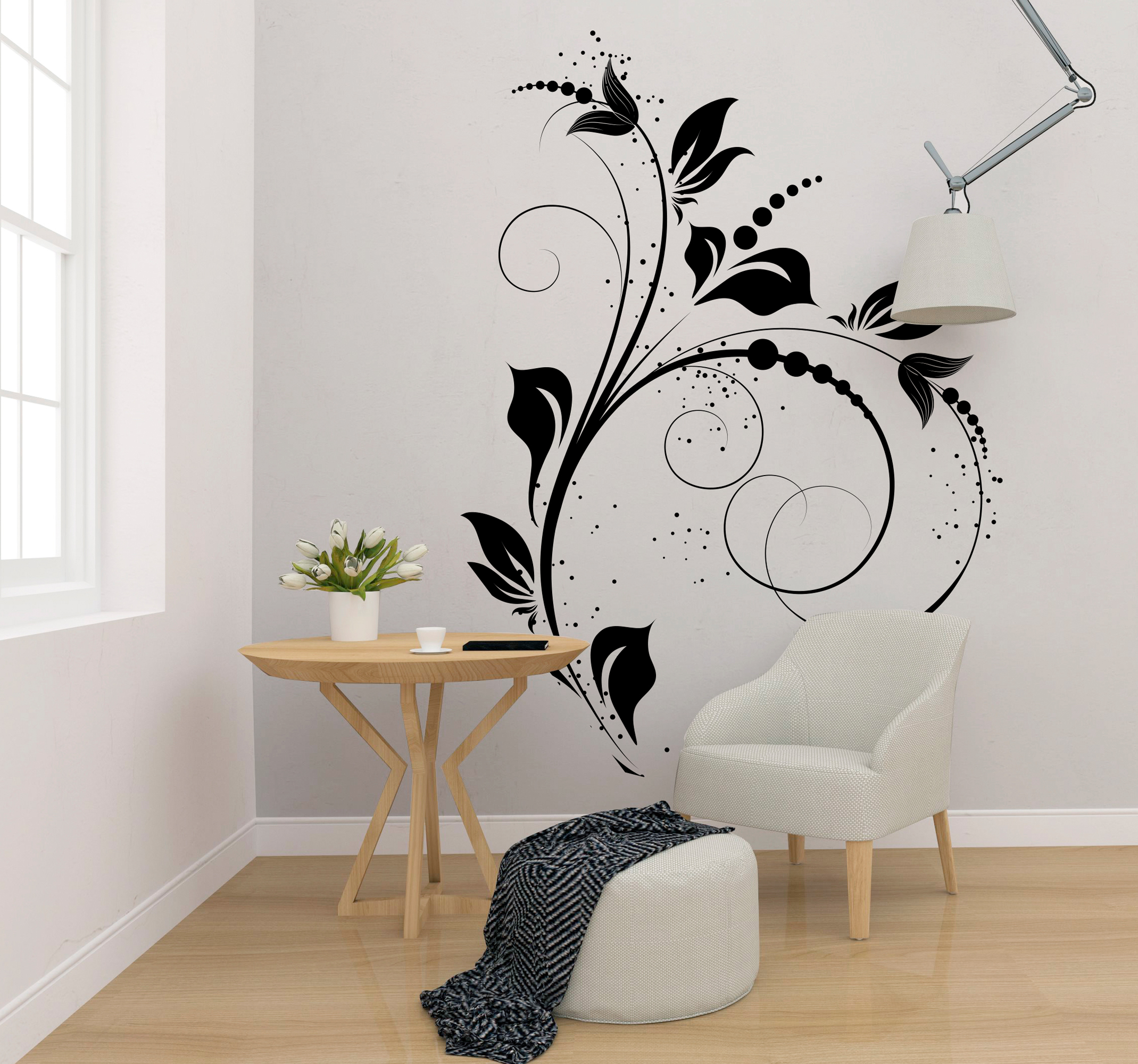 Tenstickers Muursticker woonkamer decoratief bloemenpatroon