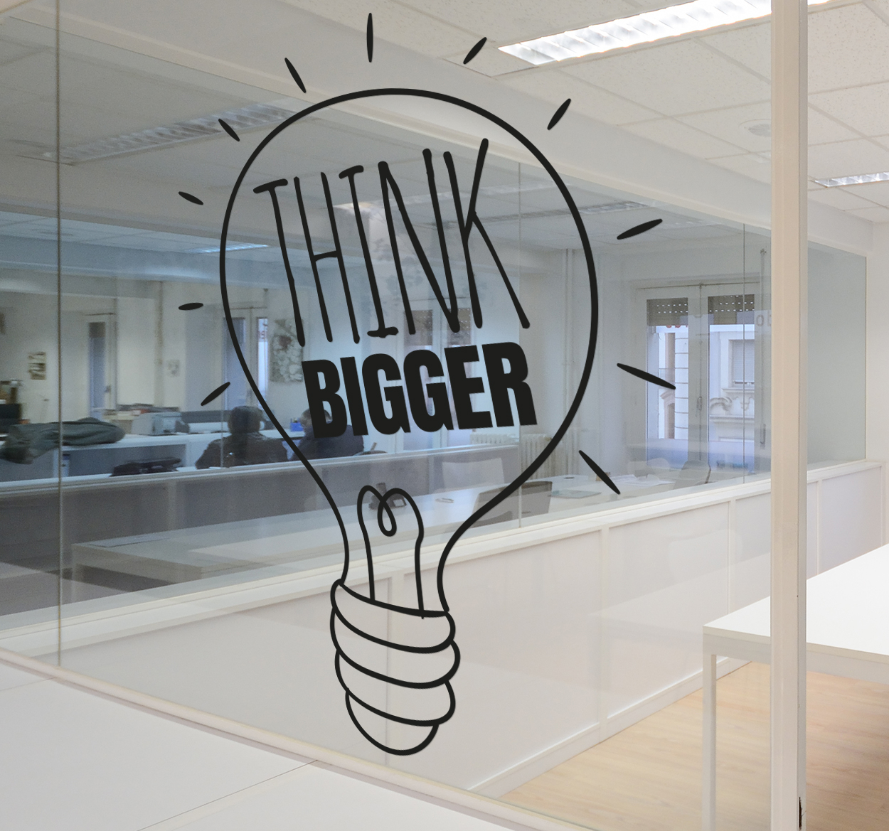 Vinilo frase think bigger