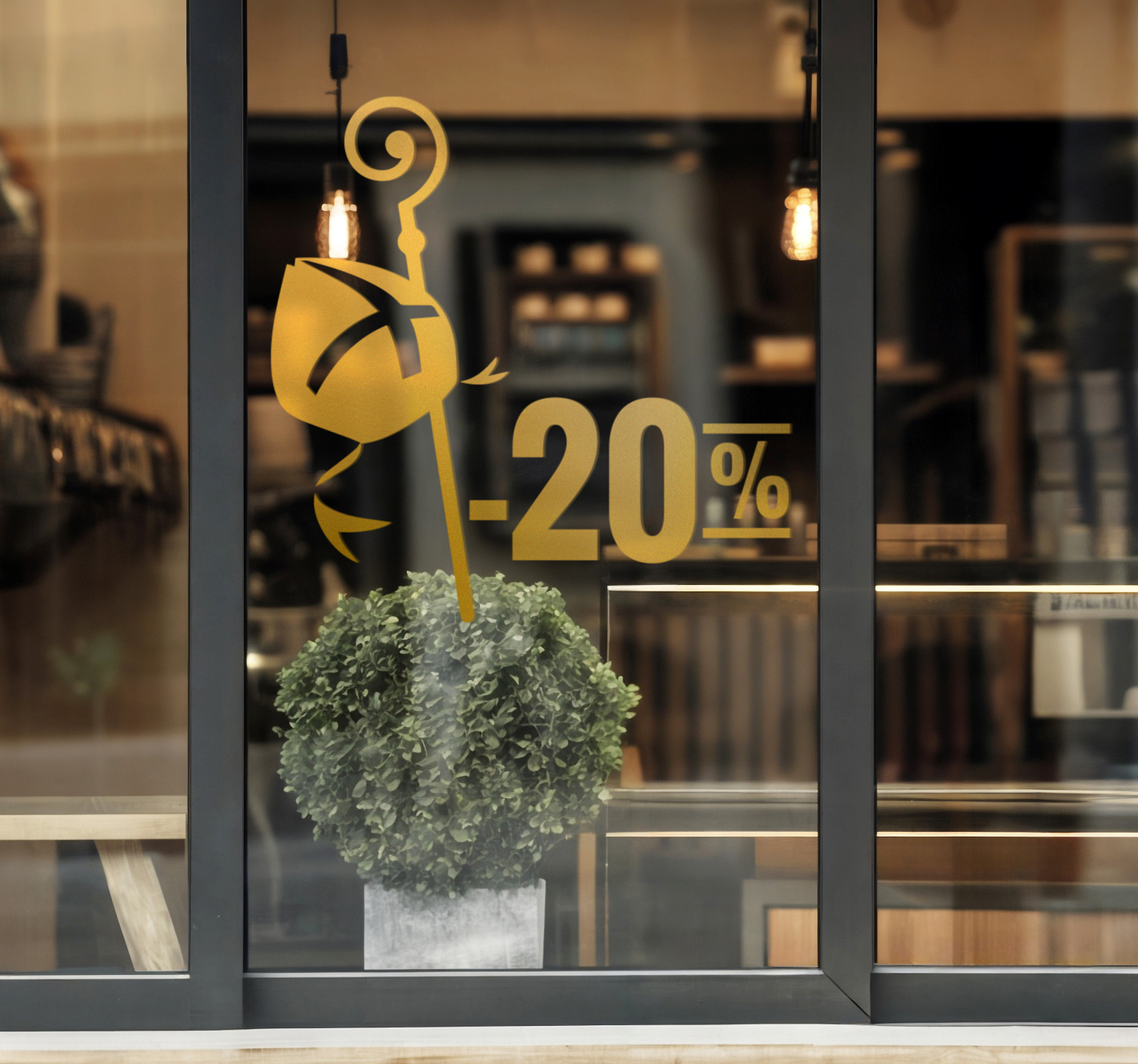 Sinterklaas mijter en staf korting Black Friday sticker etalage
