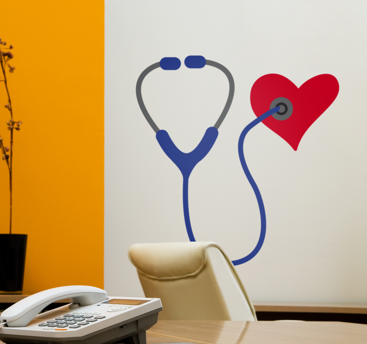Tenstickers Muursticker hart met stethoscoop