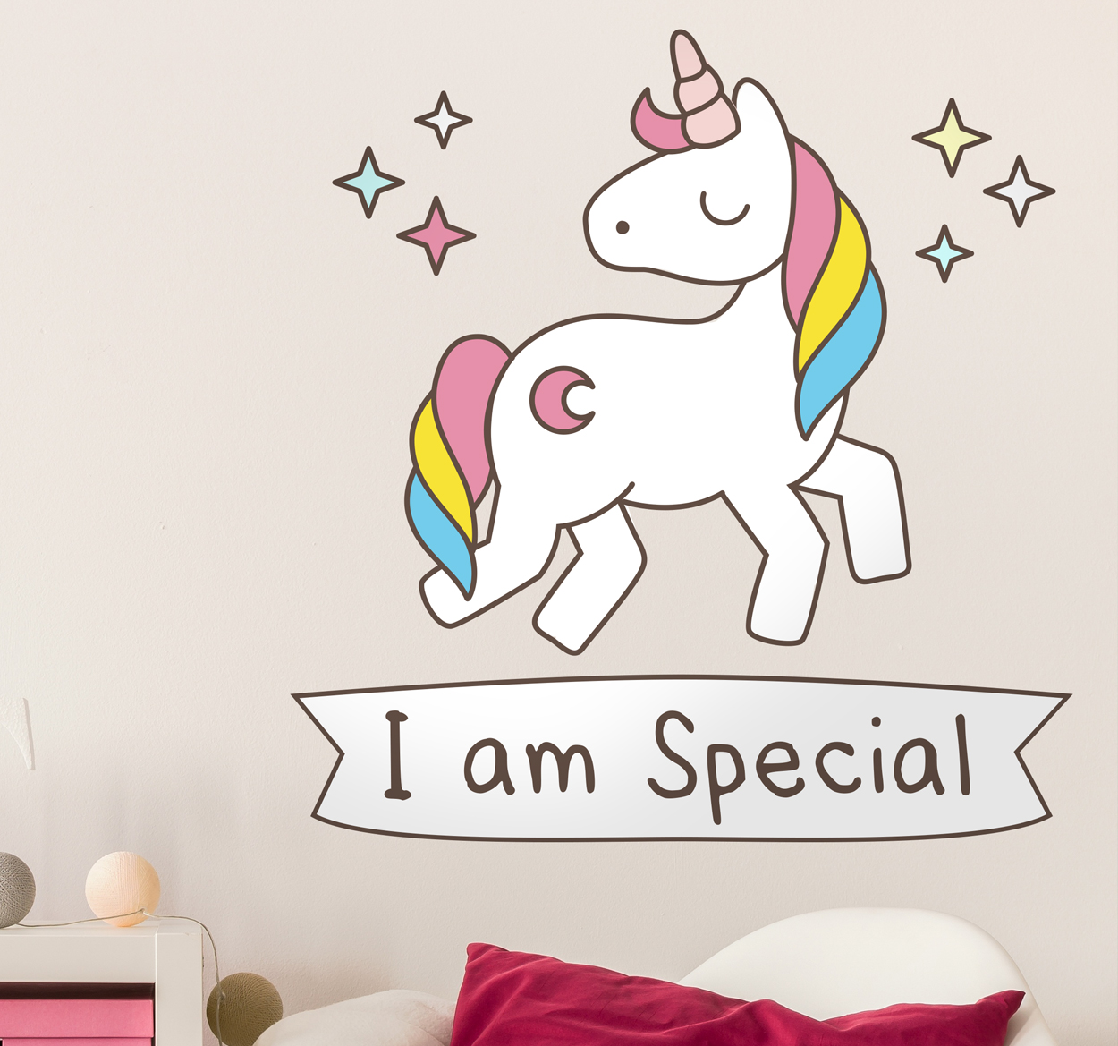 Tenstickers Muursticker eenhoorn I am special