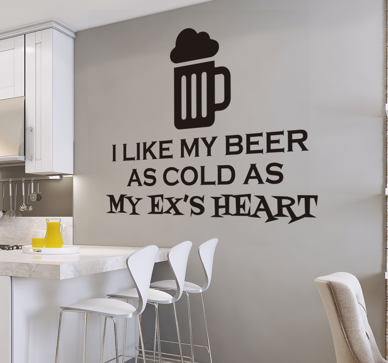 Tenstickers Muursticker Cold Beer Ex´s Heart