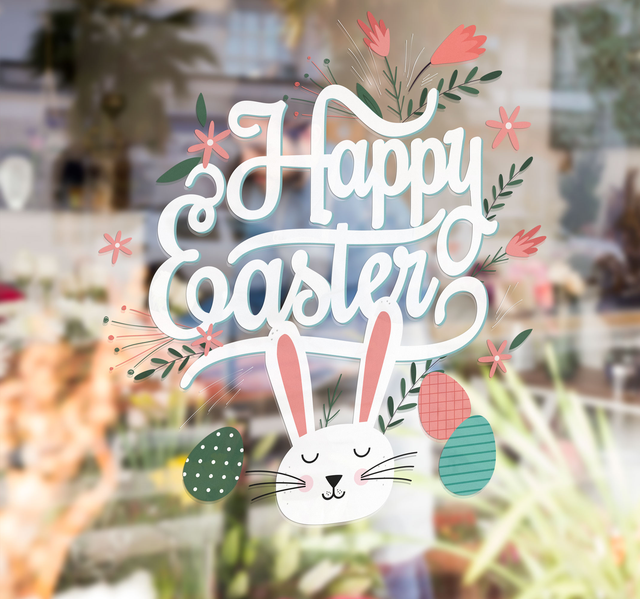 Muursticker voor kinderen Happy Easter