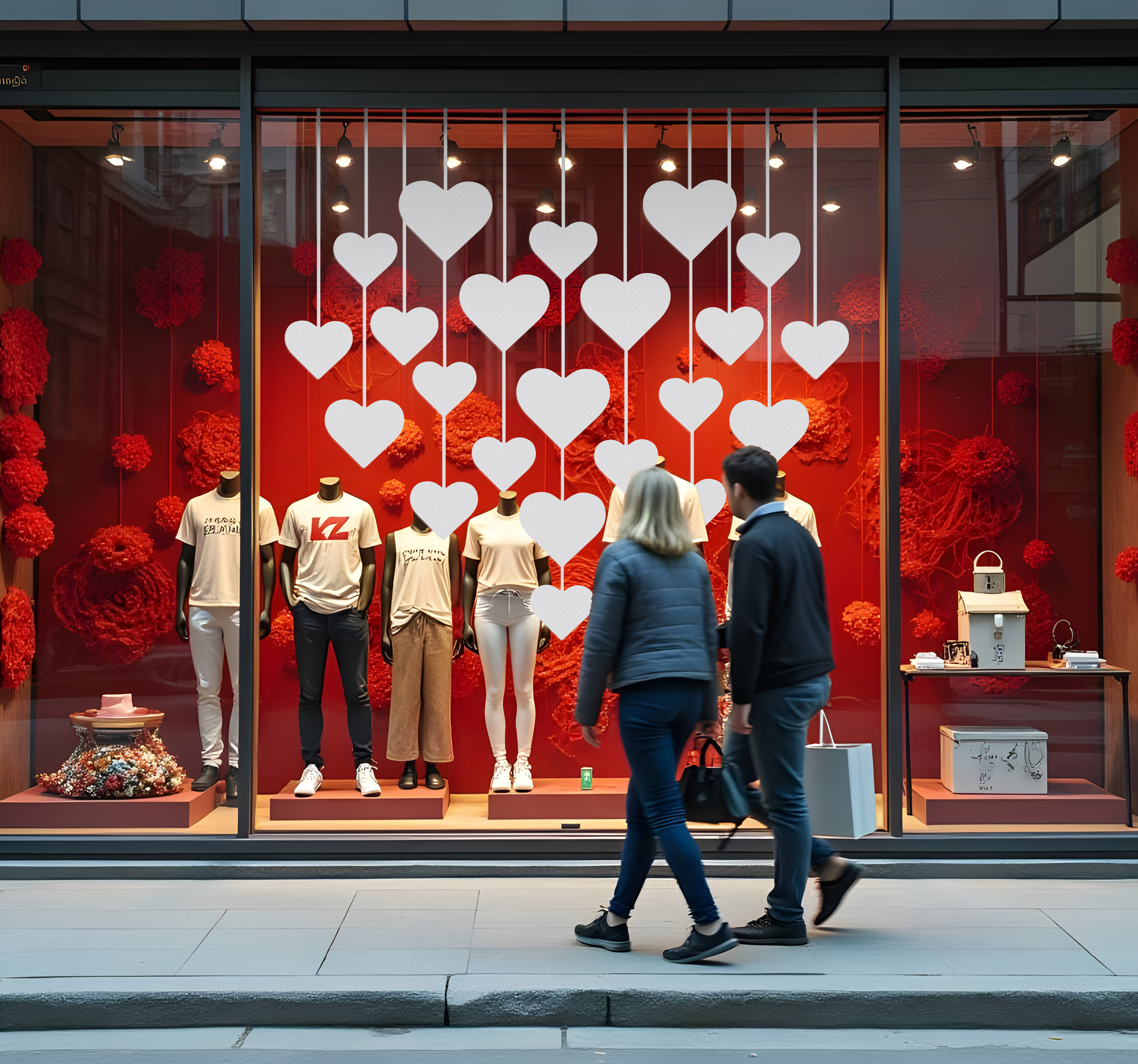 Hangende harten valentijnsdag sticker