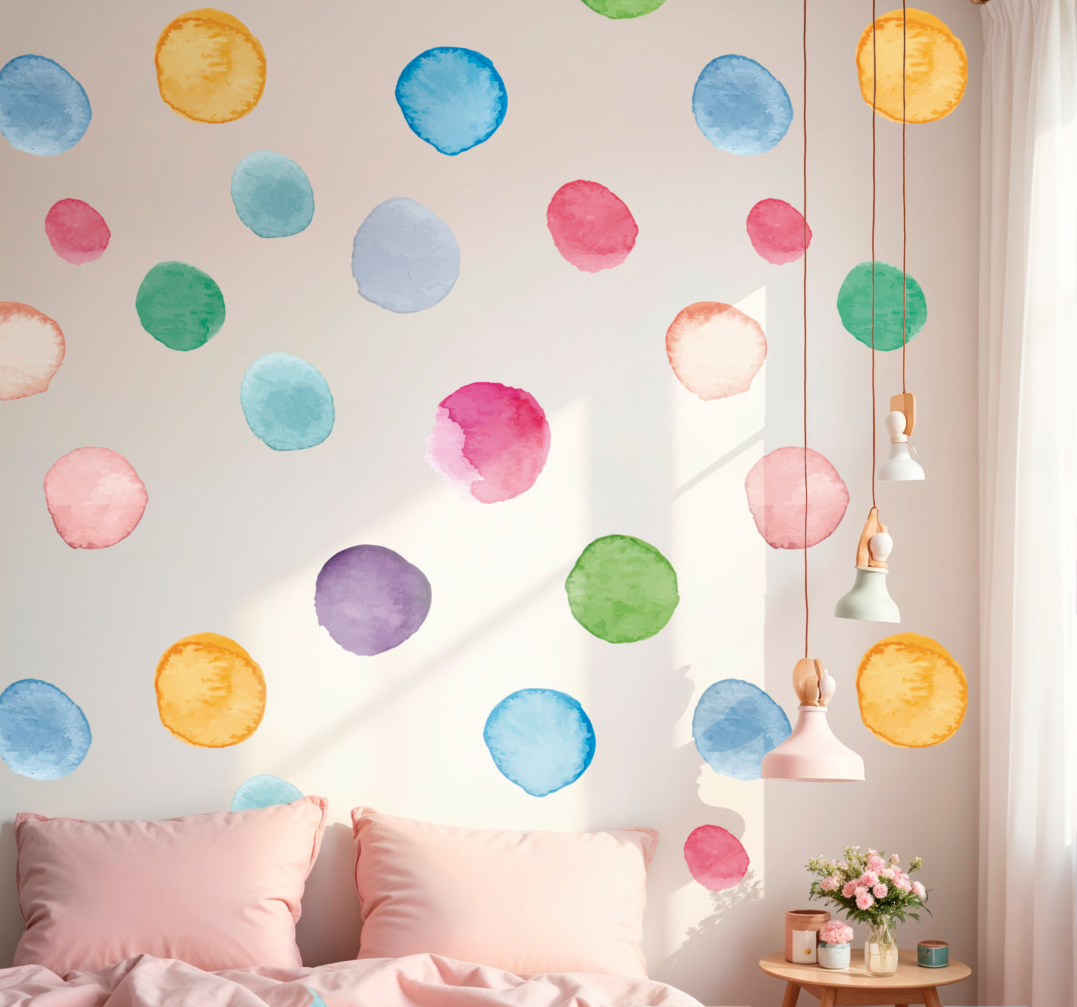 Tenstickers Pastelkleurige stippen muursticker