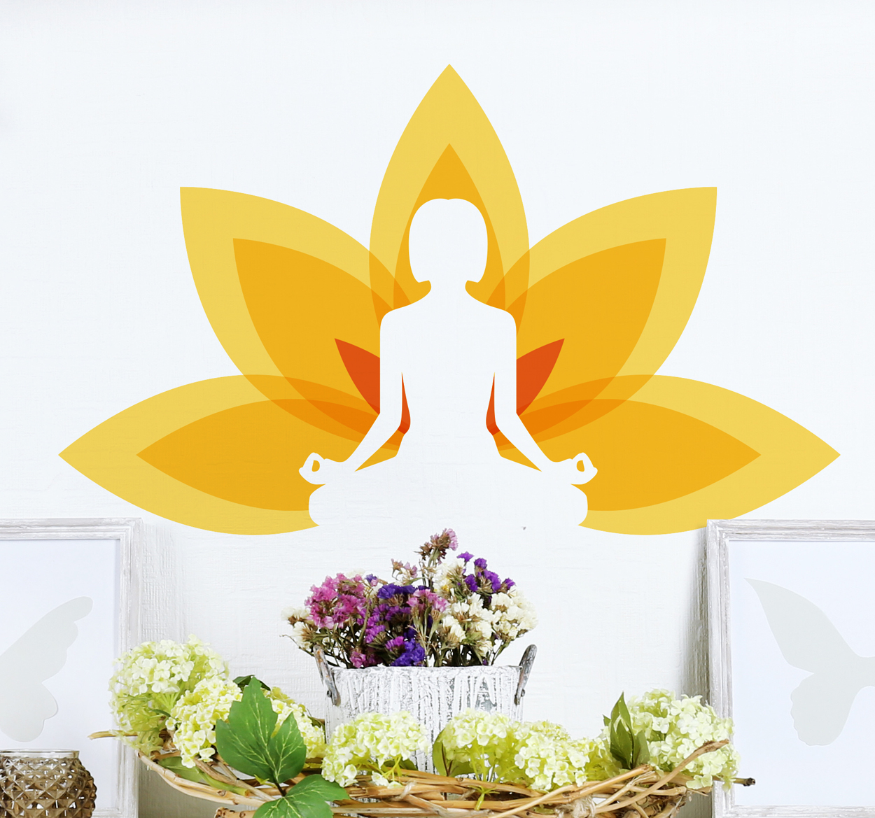 Tenstickers Muursticker Yoga bloem