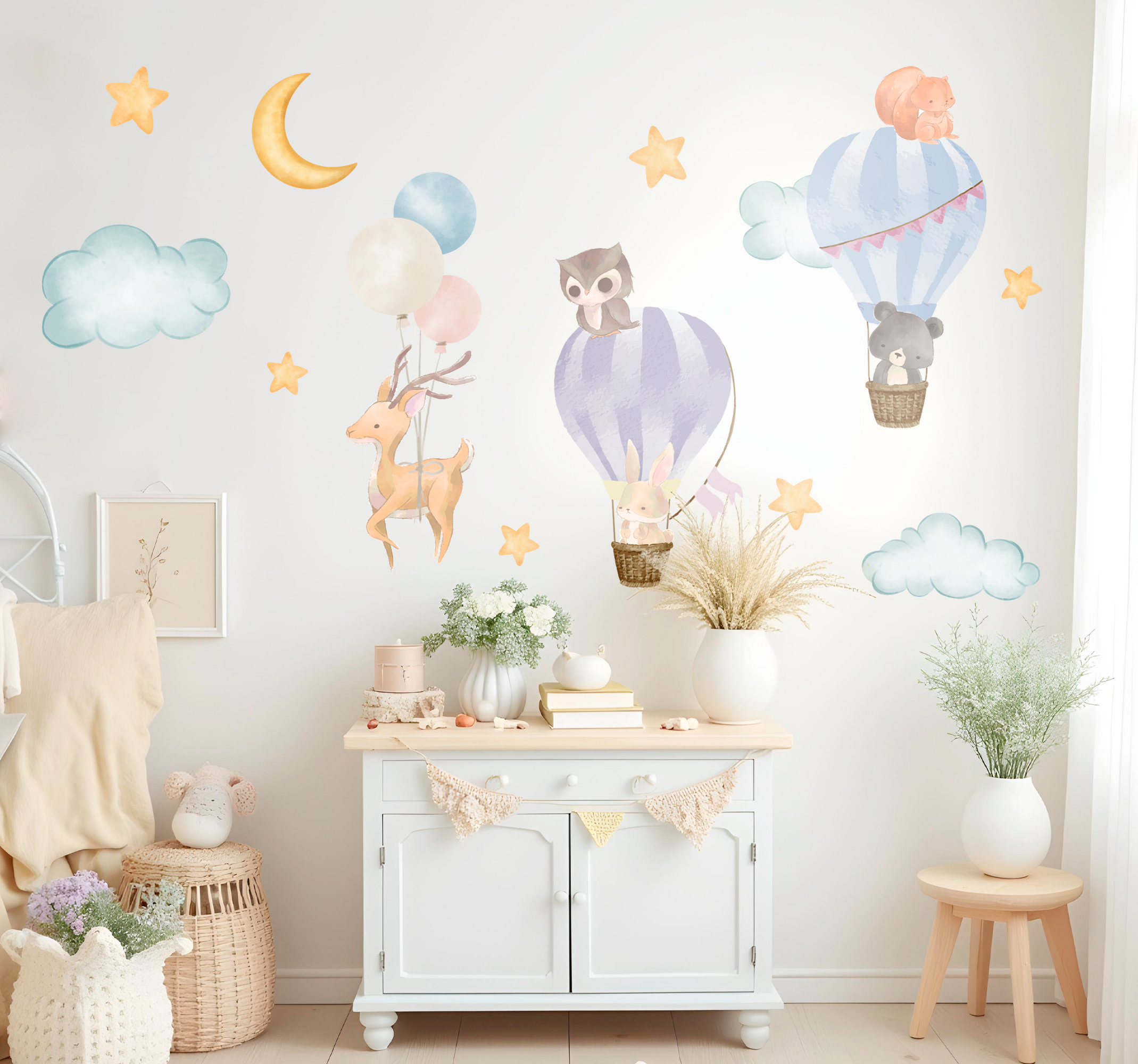 Tenstickers Aquarel ballon safari muursticker