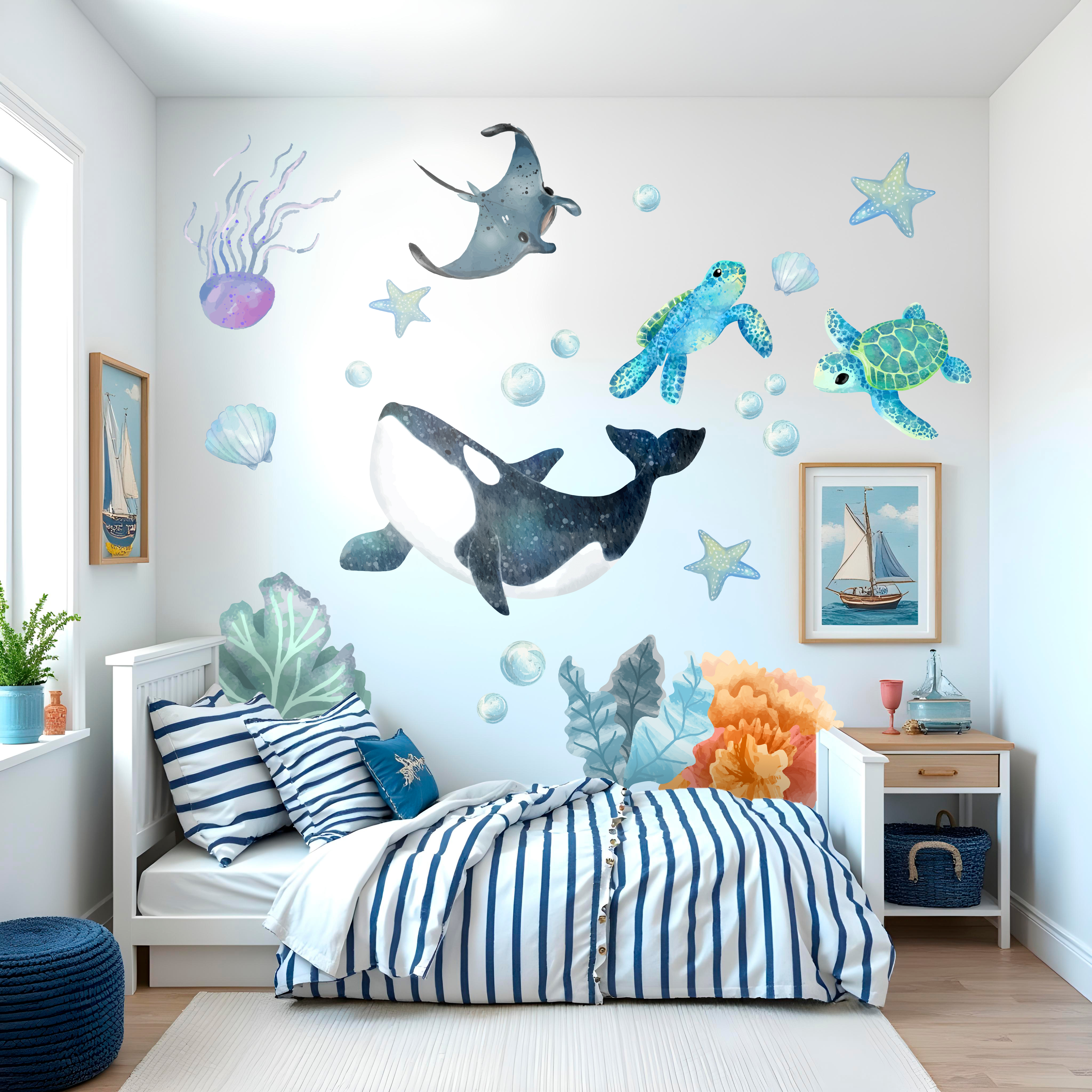 Tenstickers Aquarel onderwatermotief muursticker