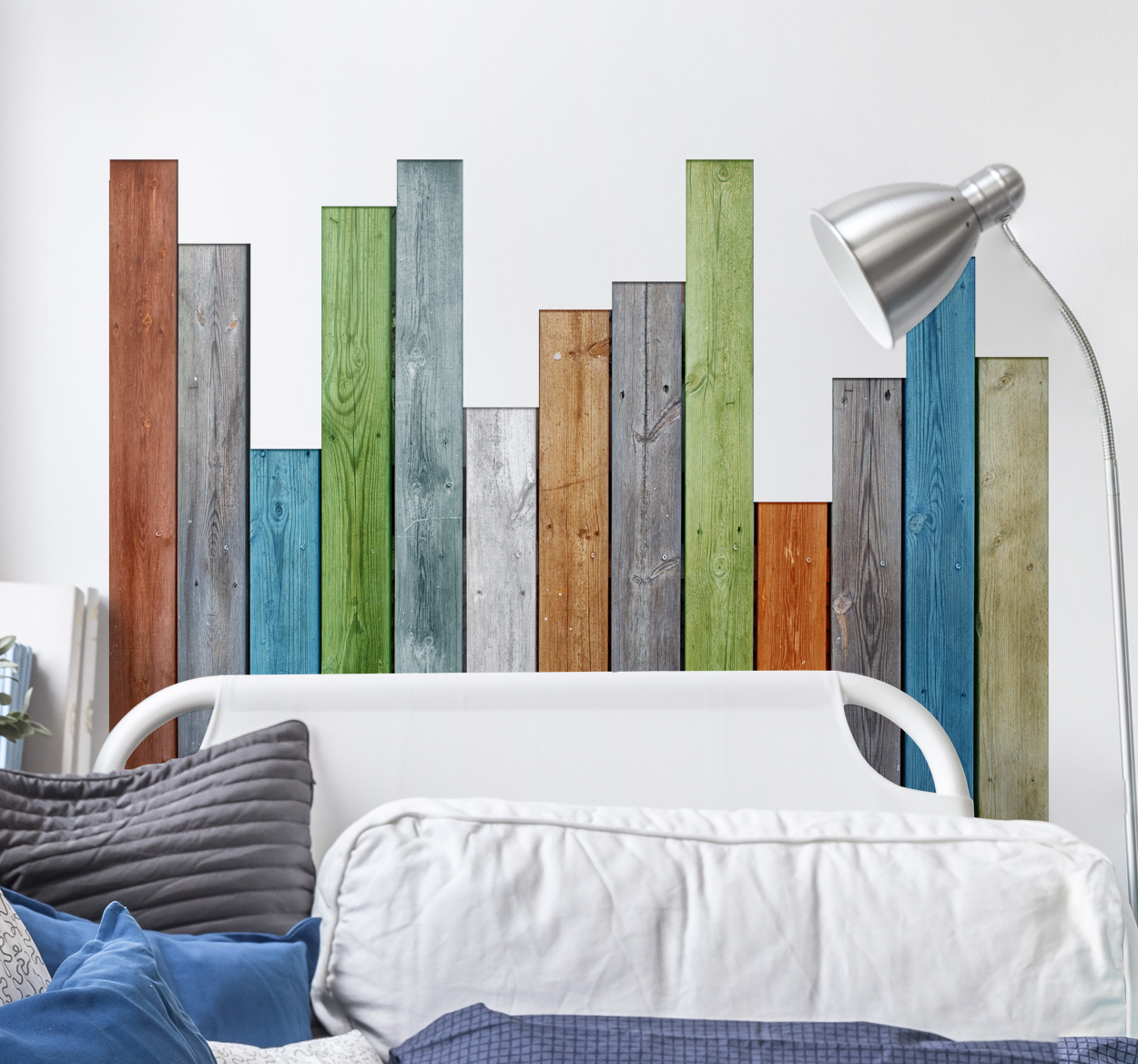 Tenstickers Houtsticker gekleurde planken