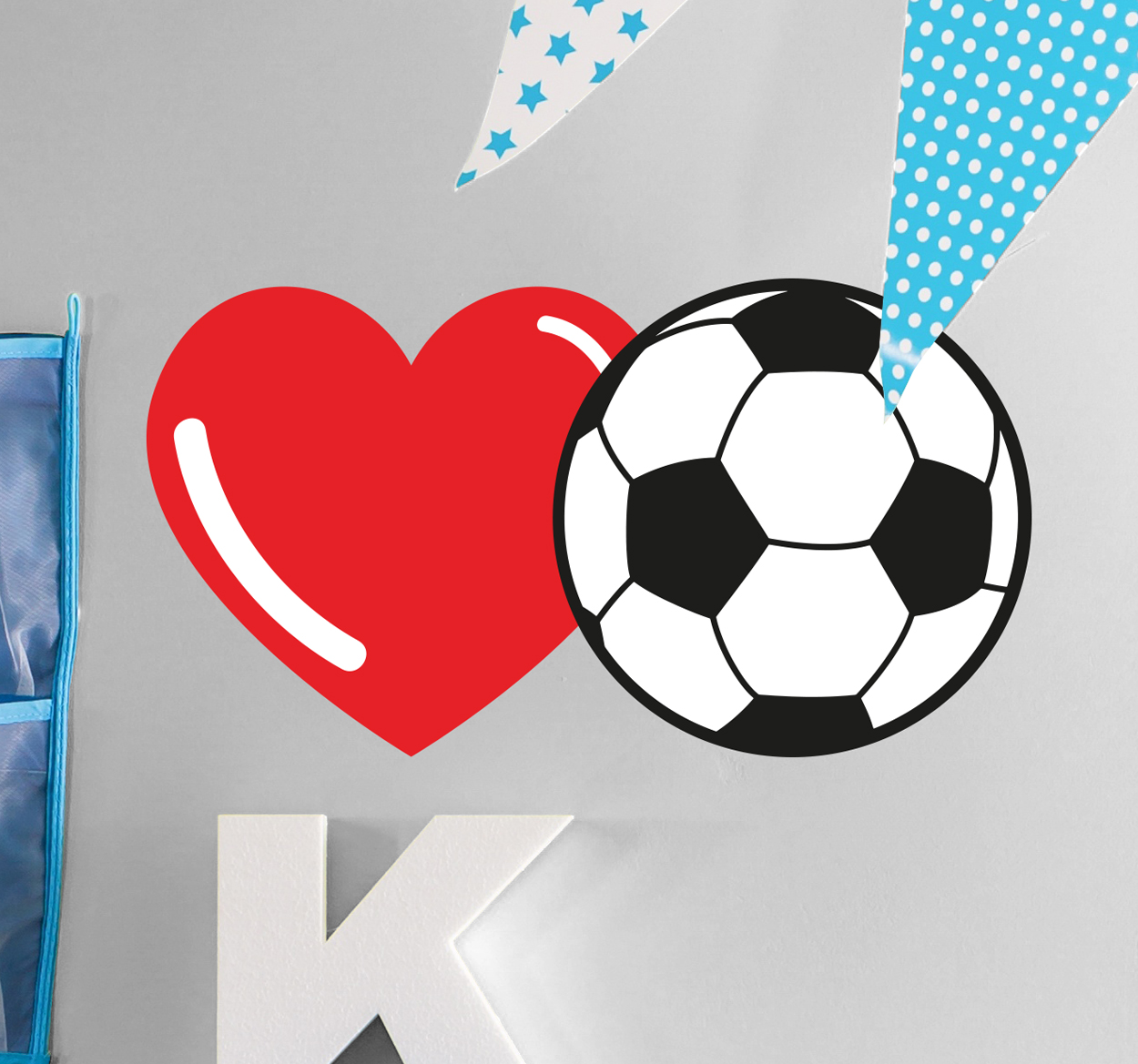 Muursticker hart en voetbal
