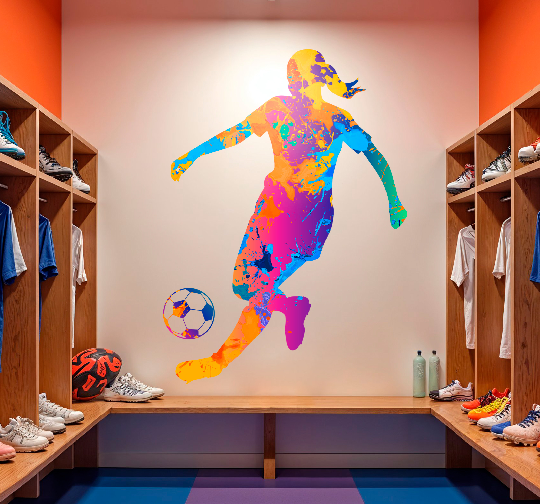 Wandtattoo Fußball bunter spieler