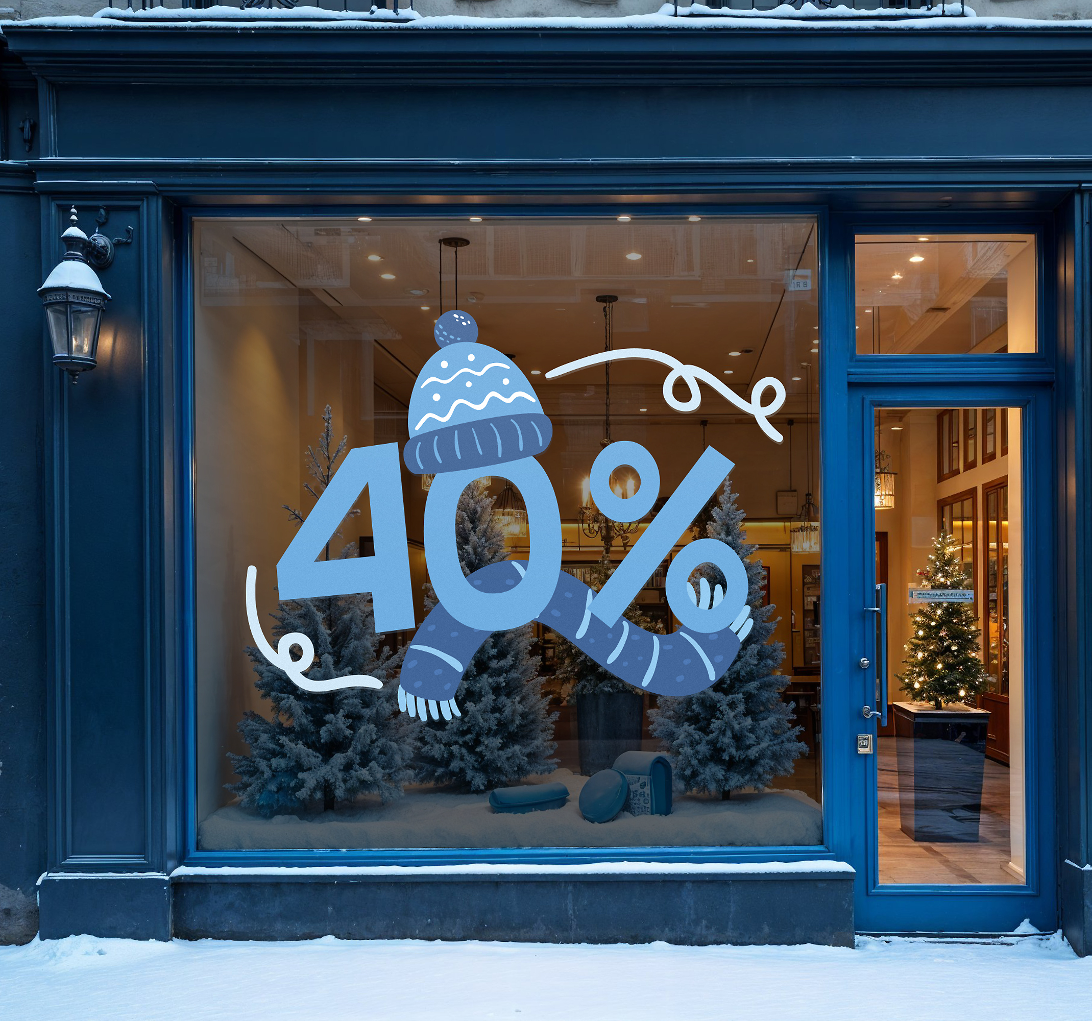 Adesivo saldi sconto invernale blu
