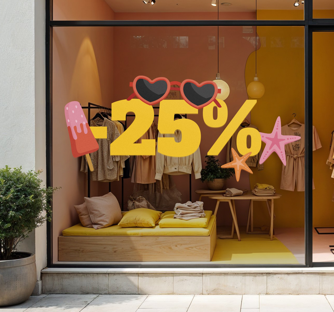 Adesivo saldi sconto estivo colorato