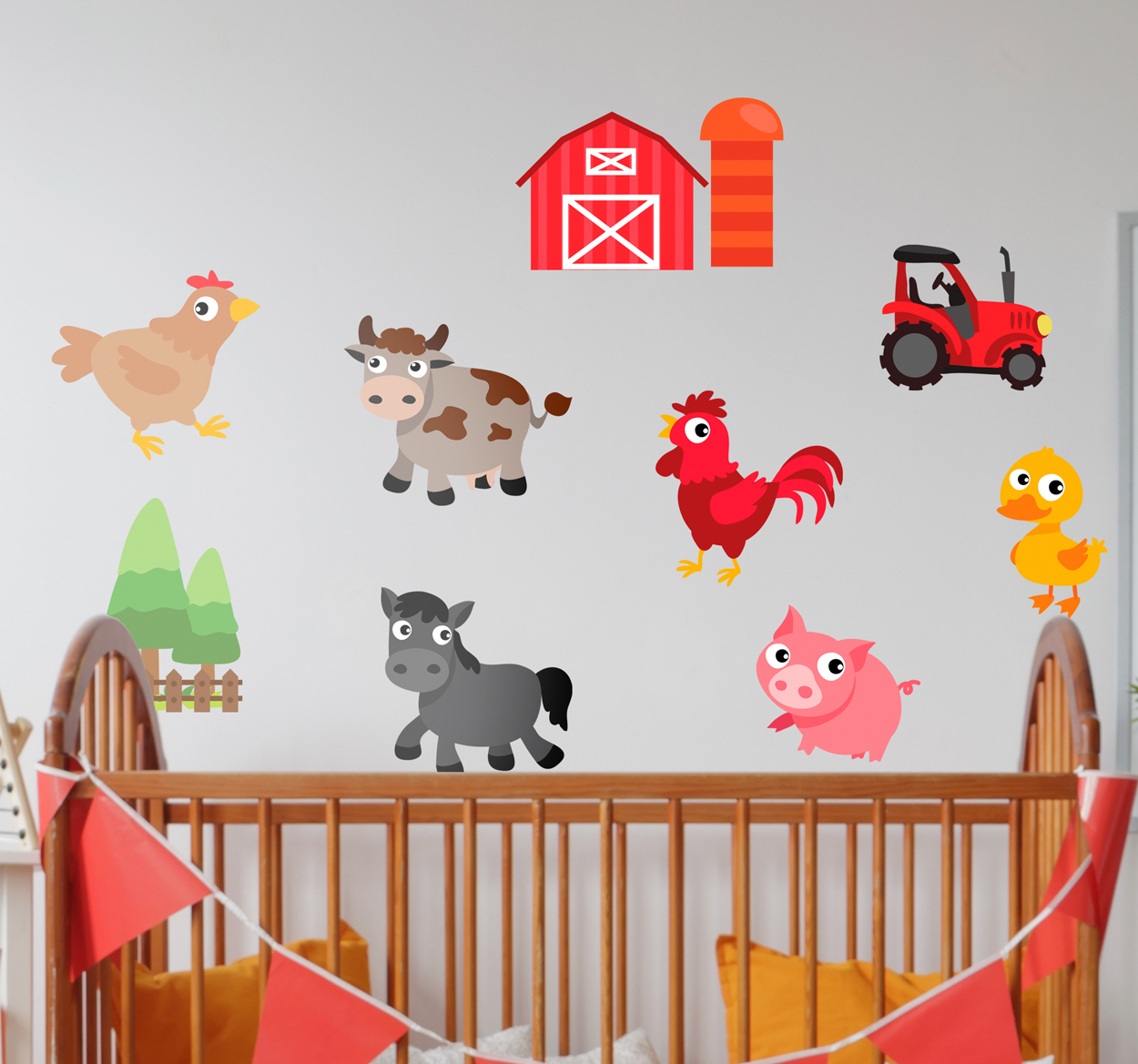 Muursticker kinderkamer boerderij dieren