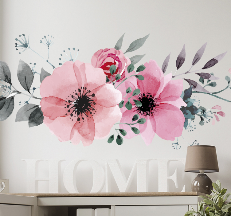 Tenstickers Bloemen muursticker woonkamer aquarel