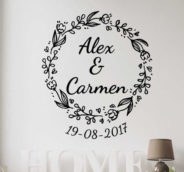 Adesivo personalizzabile corona matrimonio
