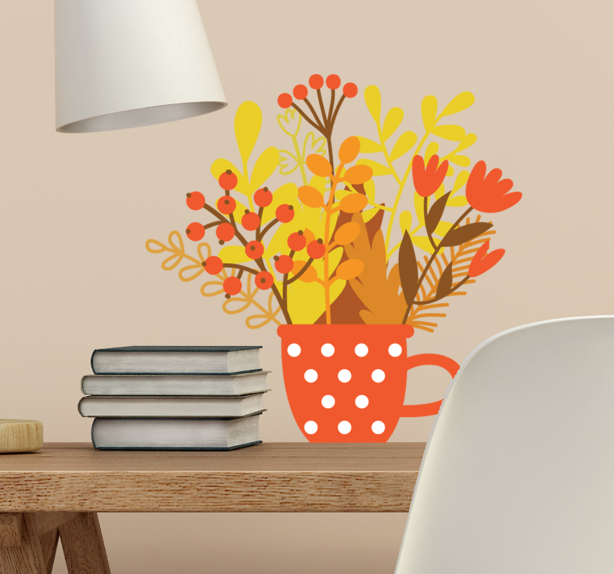 Tenstickers Sticker bloemen pot herfst