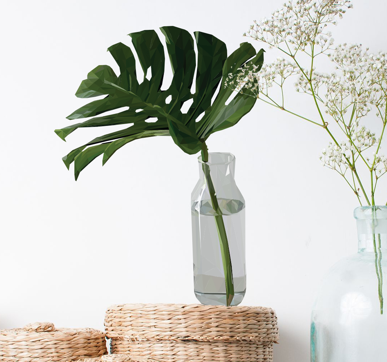 Adesivo murale vaso monstera deliciosa