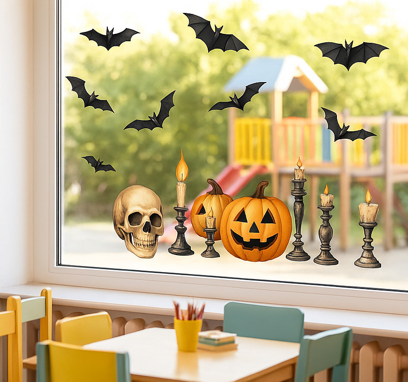 Adesivo per vetro diverse decorazioni di halloween