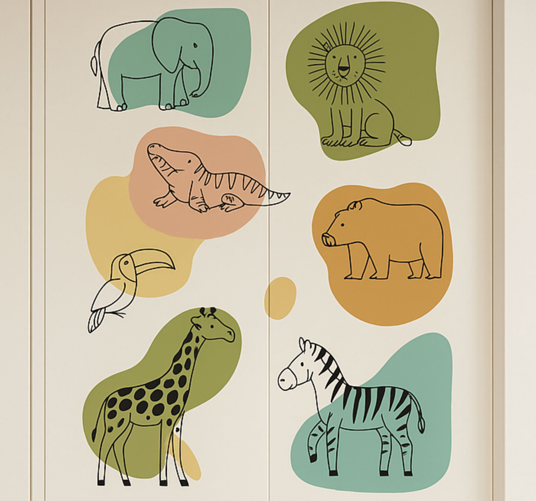 Carta adesiva per mobili bambini animali della savana