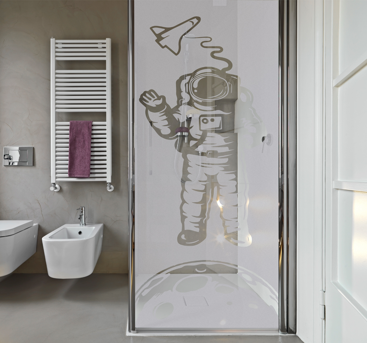 Douchewand sticker astronaut