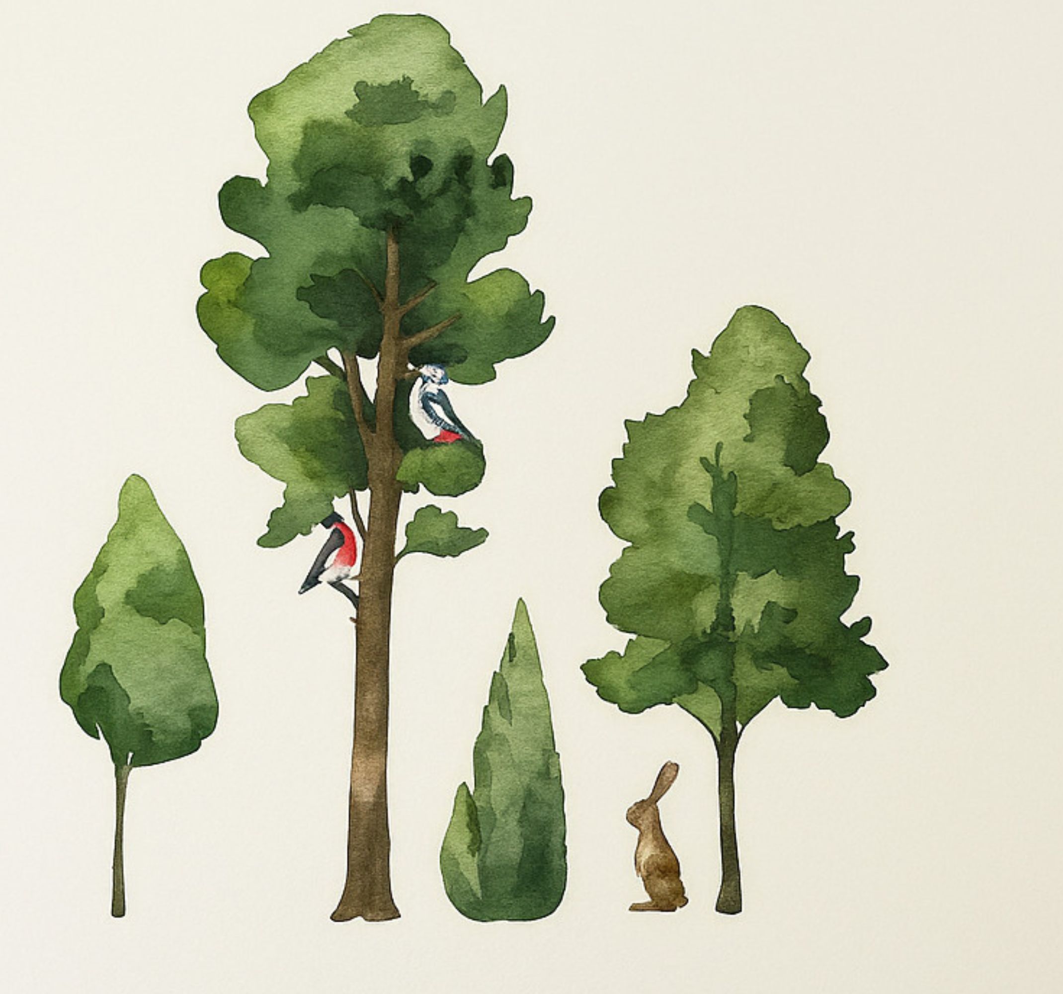 Tenstickers Aquarella houten bomen muursticker