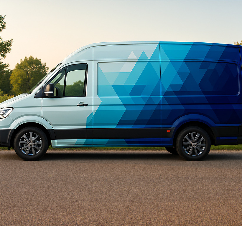 Autocolante carrinha design de triângulos azuis