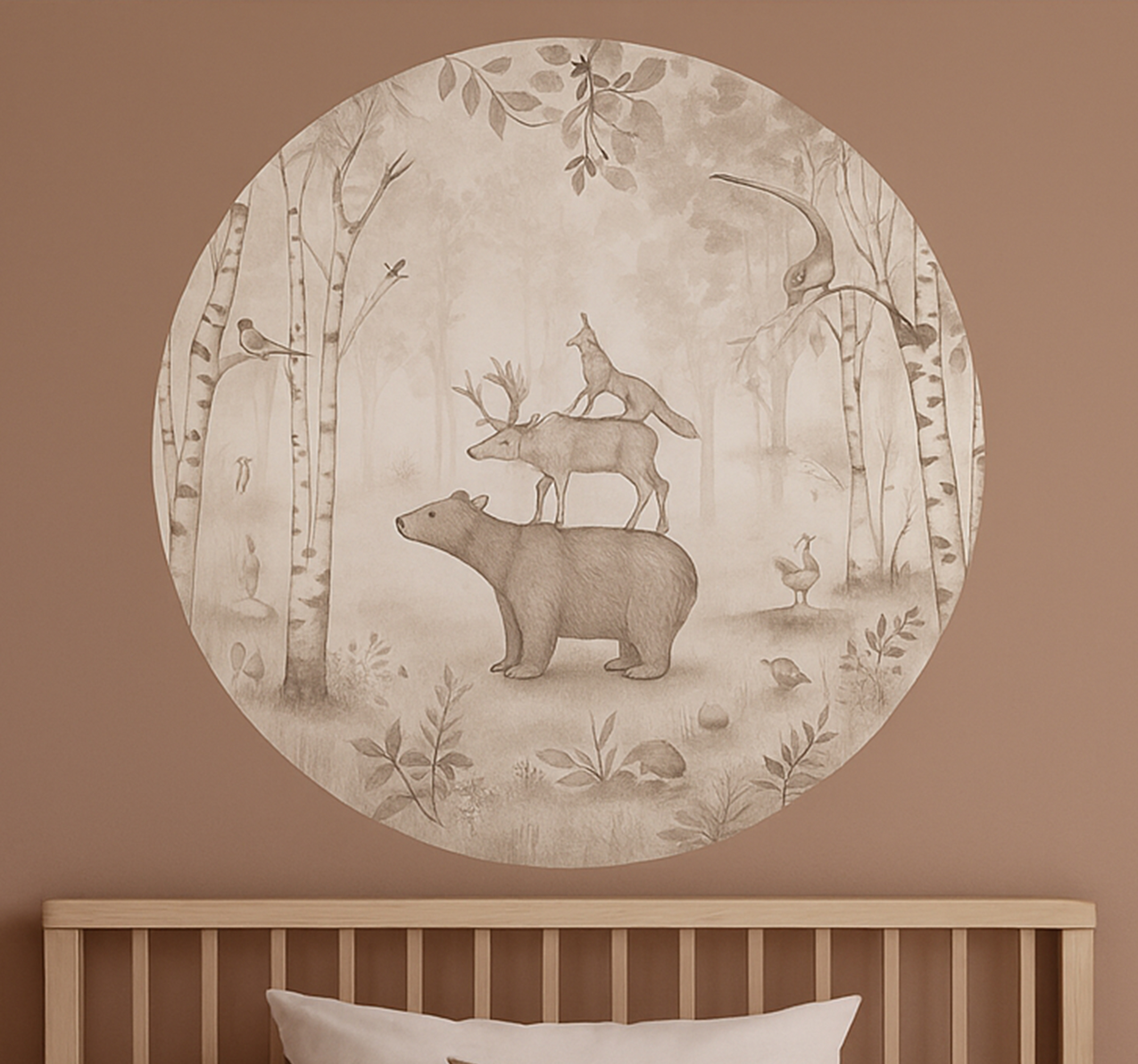 Tenstickers Bosdieren rond muursticker