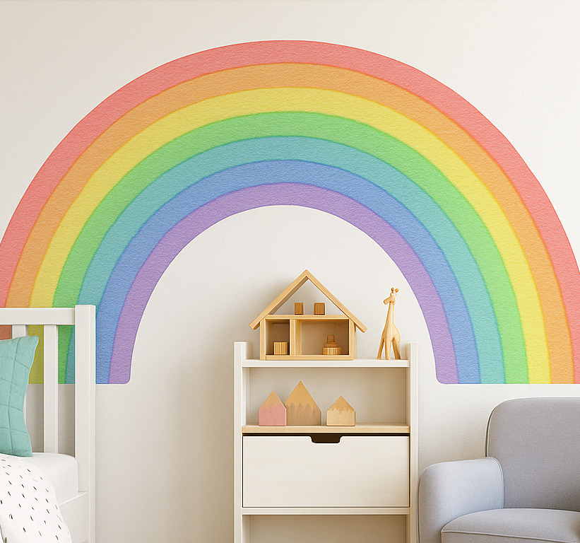 Tenstickers Grote regenboog aquarel muursticker