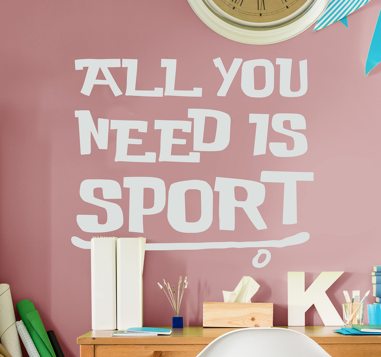 Tenstickers Muurtekst all you need is sport