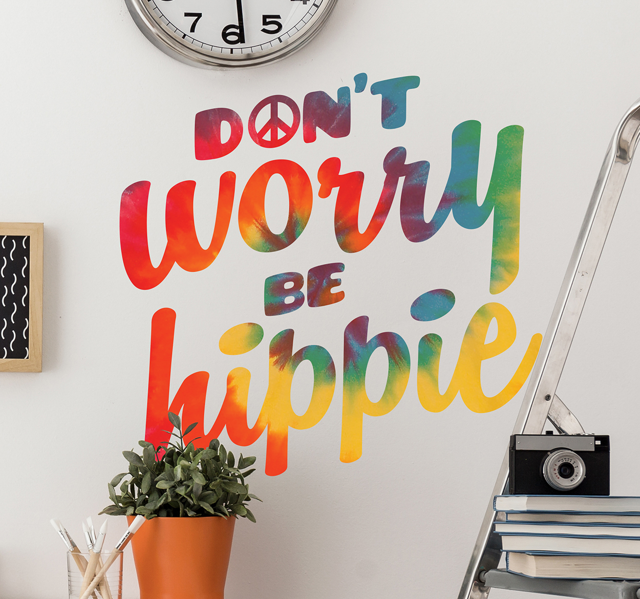 Tenstickers Muurstickers tienerkamer Hippie tekst