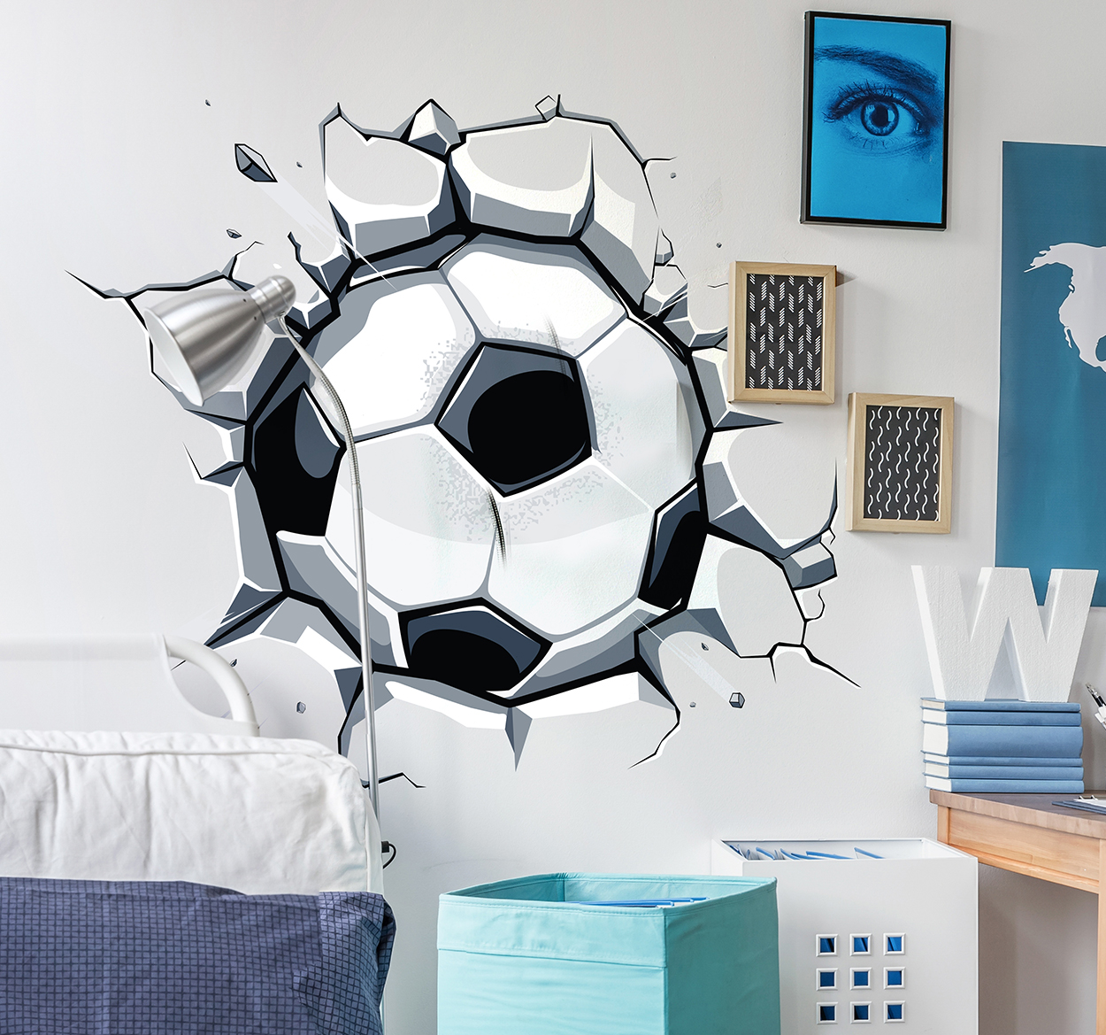 3D Fußball Wandtattoo Kinderzimmer