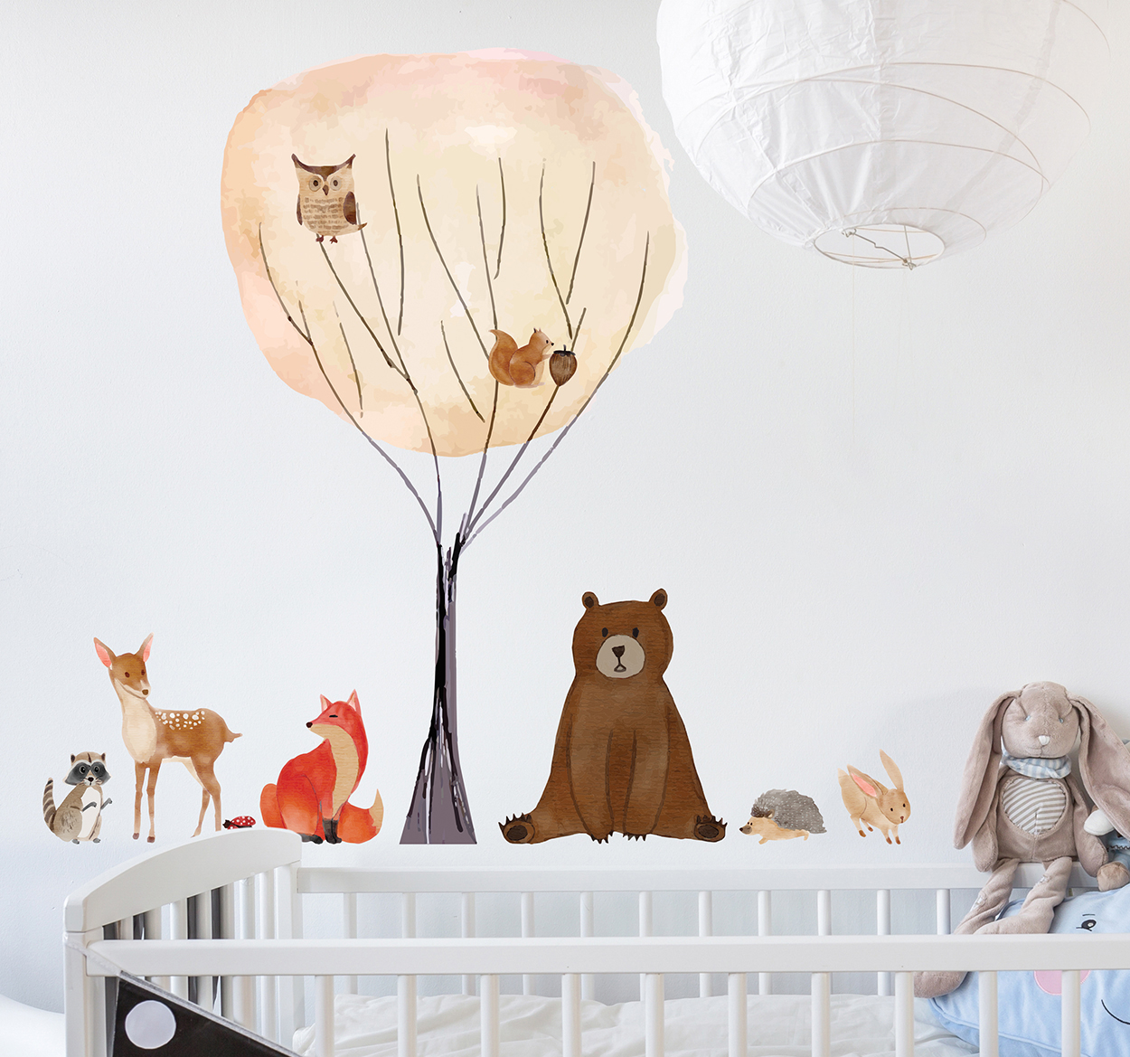 Tenstickers Muursticker kinderkamer met wilde dieren herfst