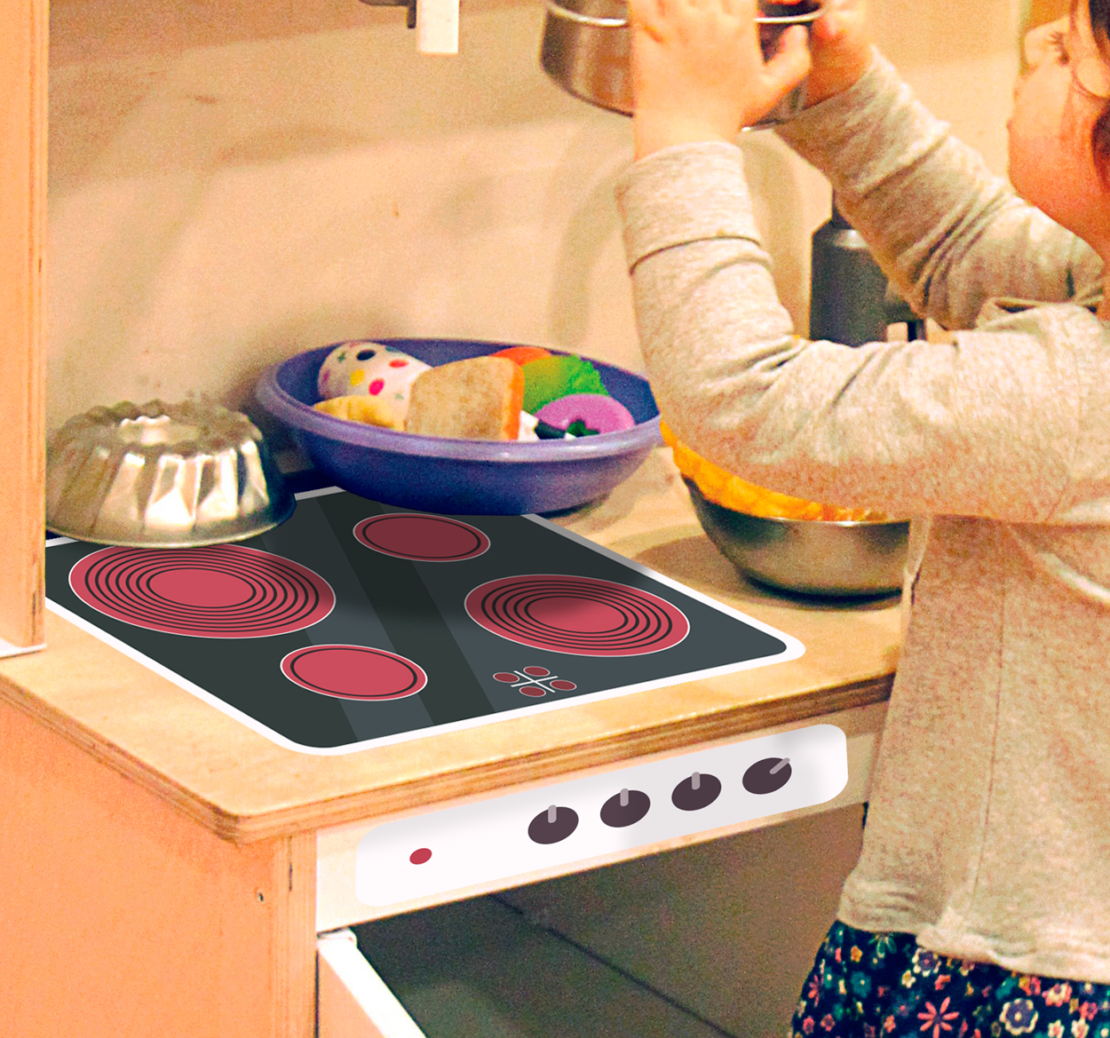 Adesivo con fornello da cucina per bambini
