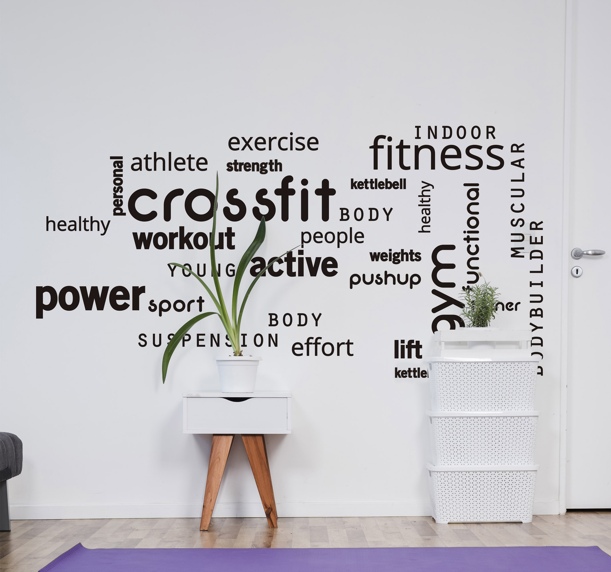 Tenstickers Muurstickers tekst crossfit gym woorden