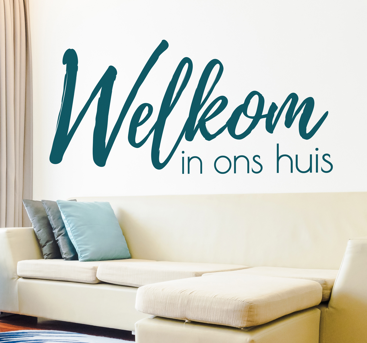 Muursticker woonkamer welkom in ons huis