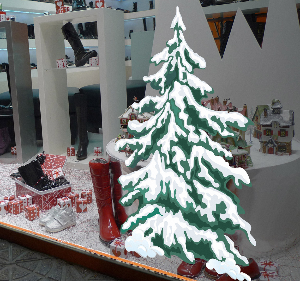 Kerst raamsticker decoratie kerstboom