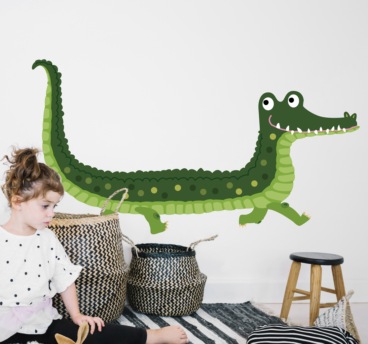 Tenstickers Muursticker wilde dieren Wandelende krokodil