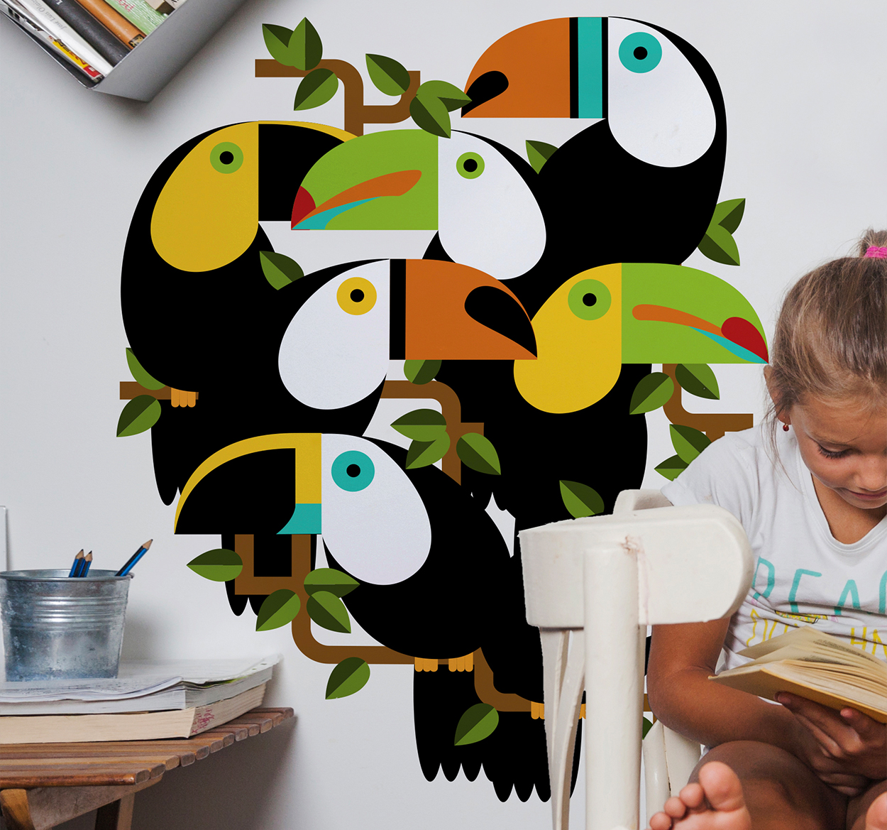 Muursticker toekans takken