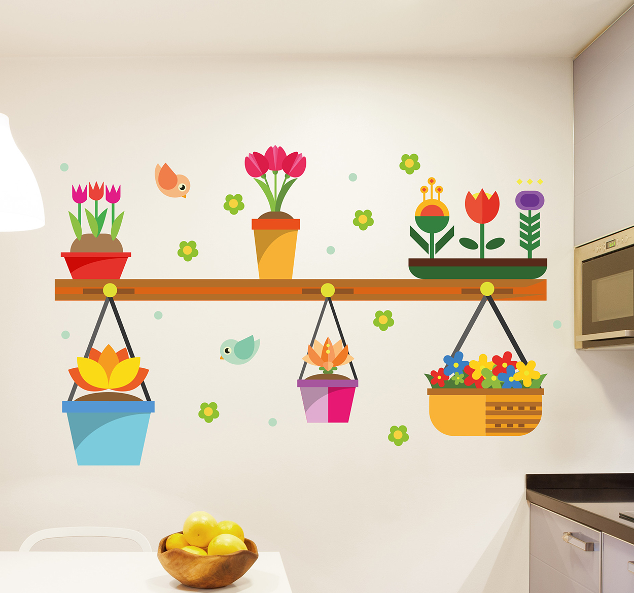 Tenstickers Muursticker getekende planten en vazen